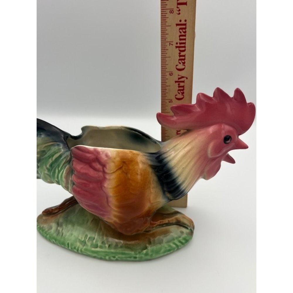 Vintage Ceramic Rooster Planter Hand Painted Farmhouse Figurine Multicolored - Picture 4 of 13